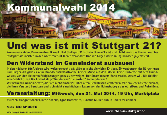 Kommunalwahl 2014 – Und was ist mit Stuttgart 21? 21.05.2014
